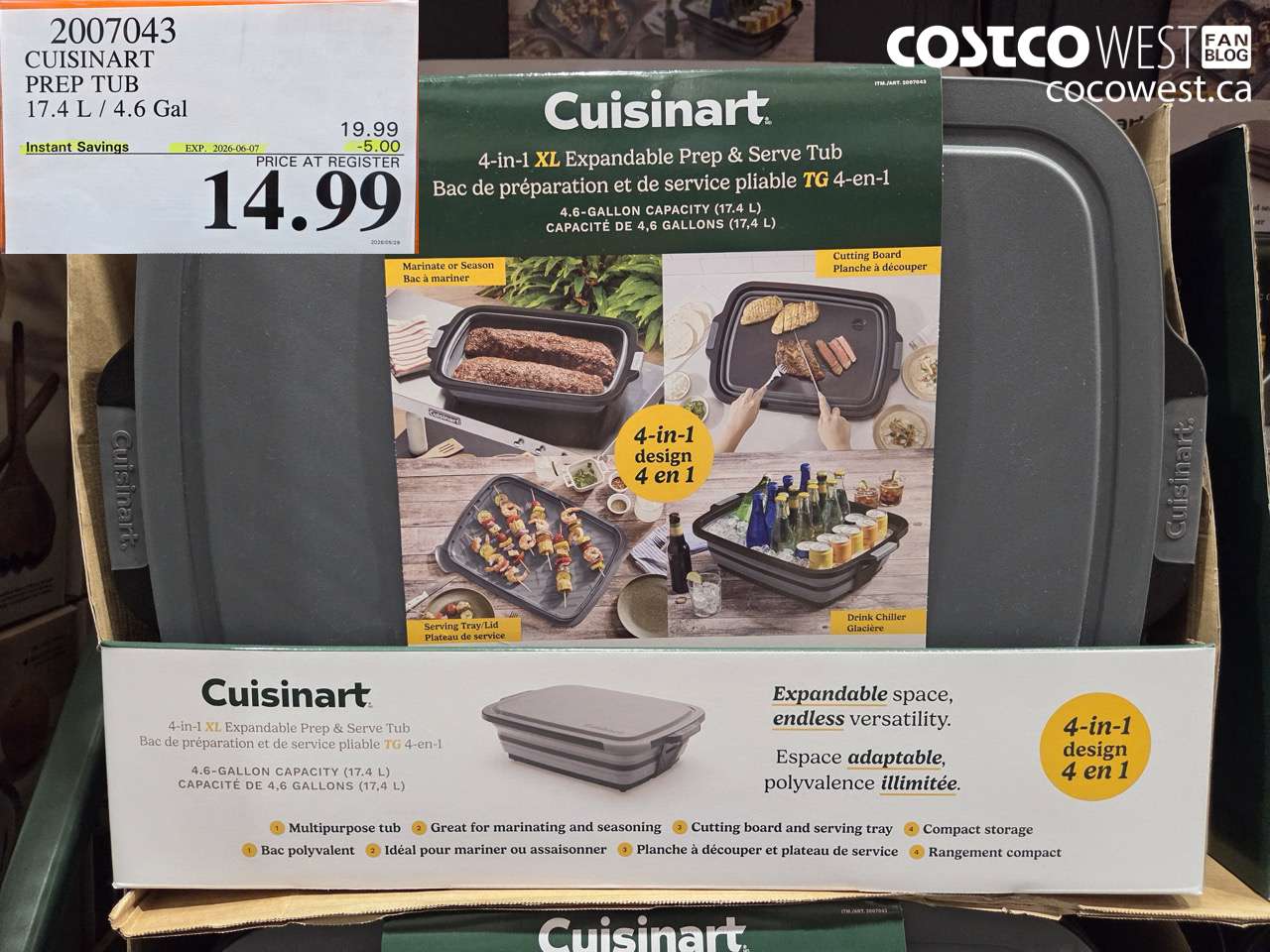 2007043 CUISINART PREP TUB 17.4 L / 4.6 GAL ($5.00 INSTANT SAVINGS EXPIRES ON 2026-06-07) $14.99