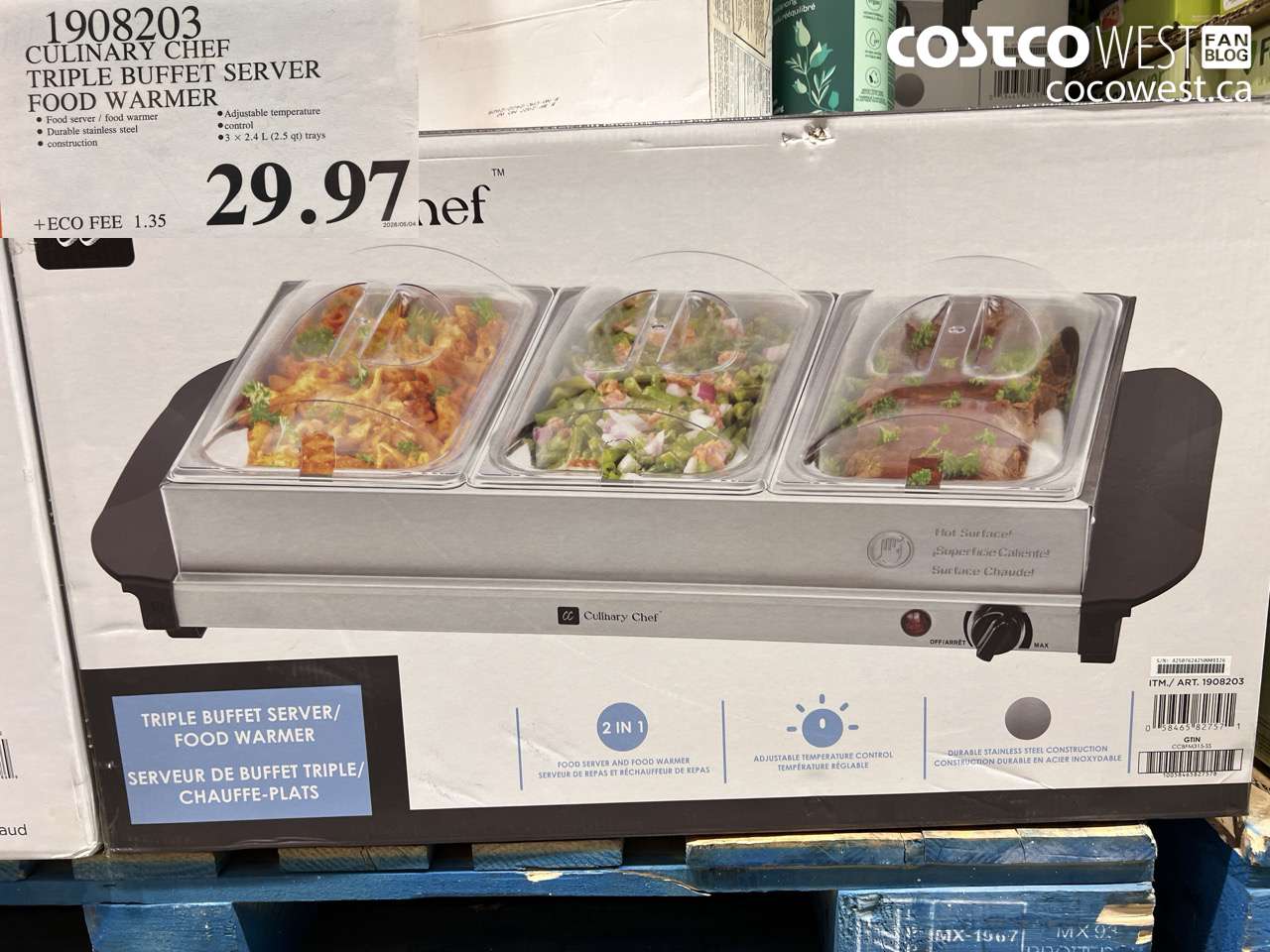 1908203 CULINARY CHEF TRIPLE BUFFET SERVER FOOD WARMER $29.97