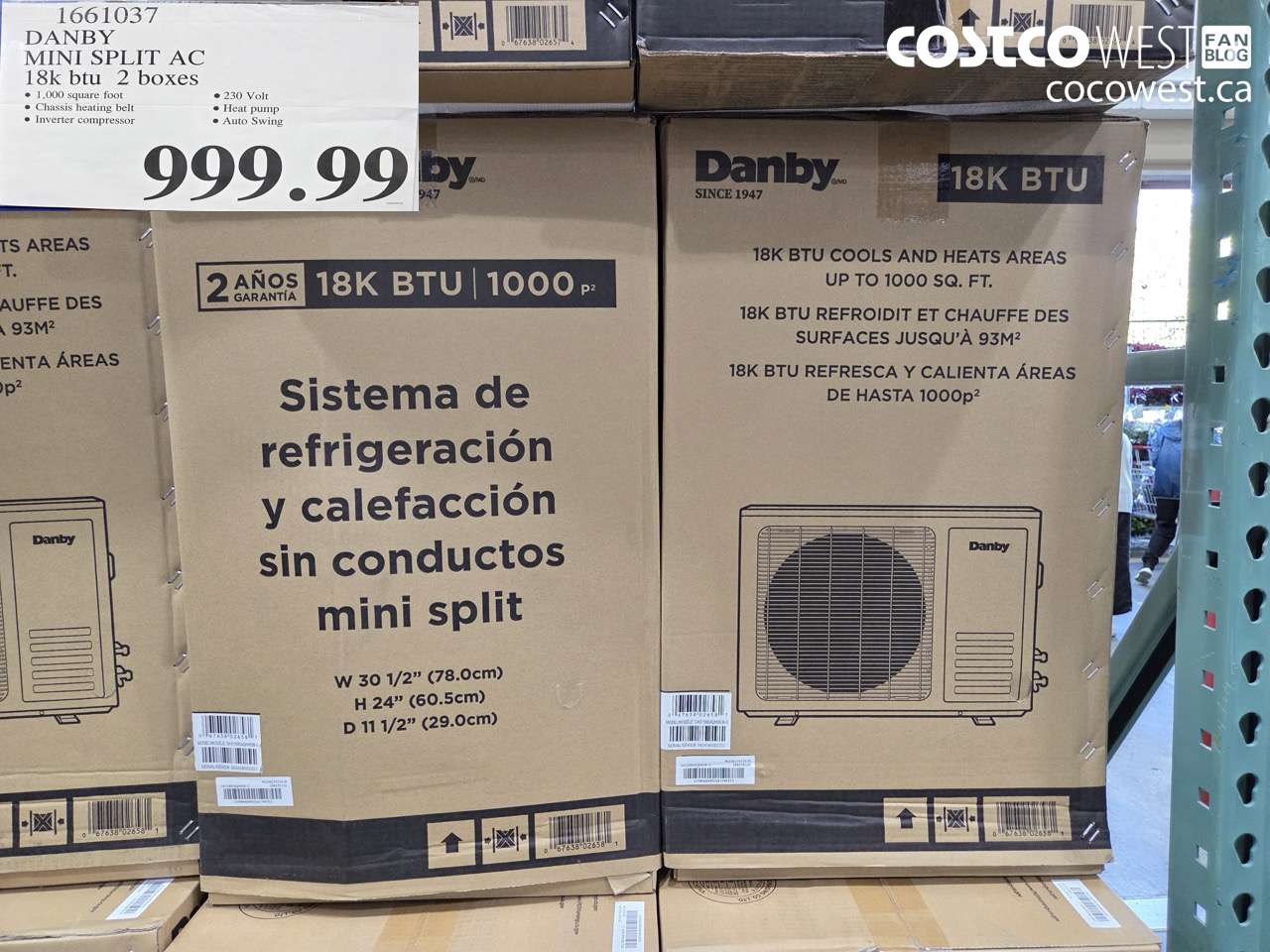 1661037 DANBY MINI SPLIT AC 18K BTU 2 BOXES $999.99