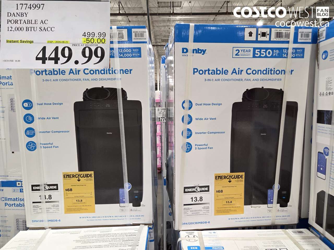 1774997 DANBY PORTABLE AC 12,000 BTU SACC ($50.00 INSTANT SAVINGS EXPIRES ON 2026-08-21) $449.99