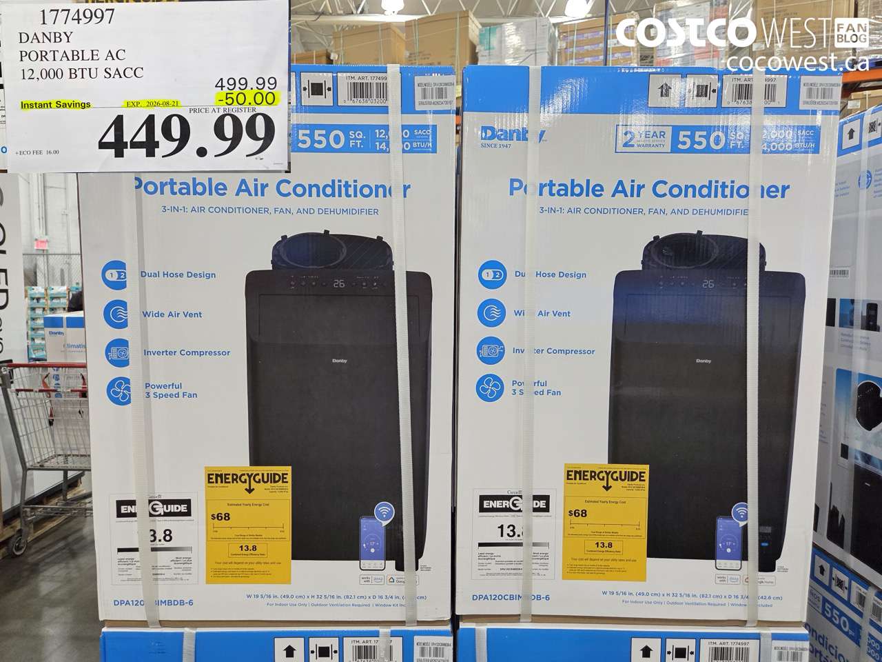 1774997 DANBY PORTABLE AC 12,000 BTU SACC ($50.00 INSTANT SAVINGS EXPIRES ON 2026-08-21) $449.99