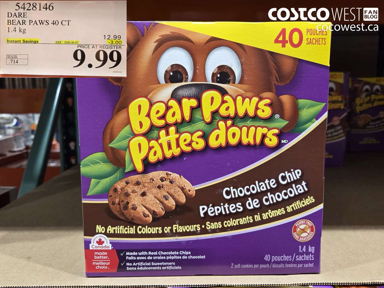 5428146 DARE BEAR PAWS 40 CT 1.4 KG ($3.00 INSTANT SAVINGS EXPIRES ON 2026-06-07) $9.99