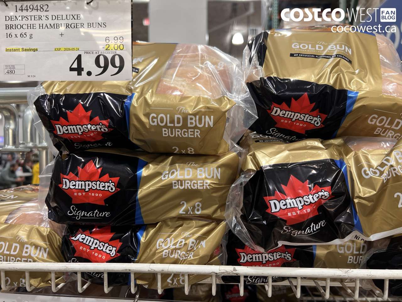 1449482 DEMPSTER'S DELUXE BRIOCHE HAMBURGER BUNS 16 X 65 G ($2.00 INSTANT SAVINGS EXPIRES ON 2026-05-24) $4.99