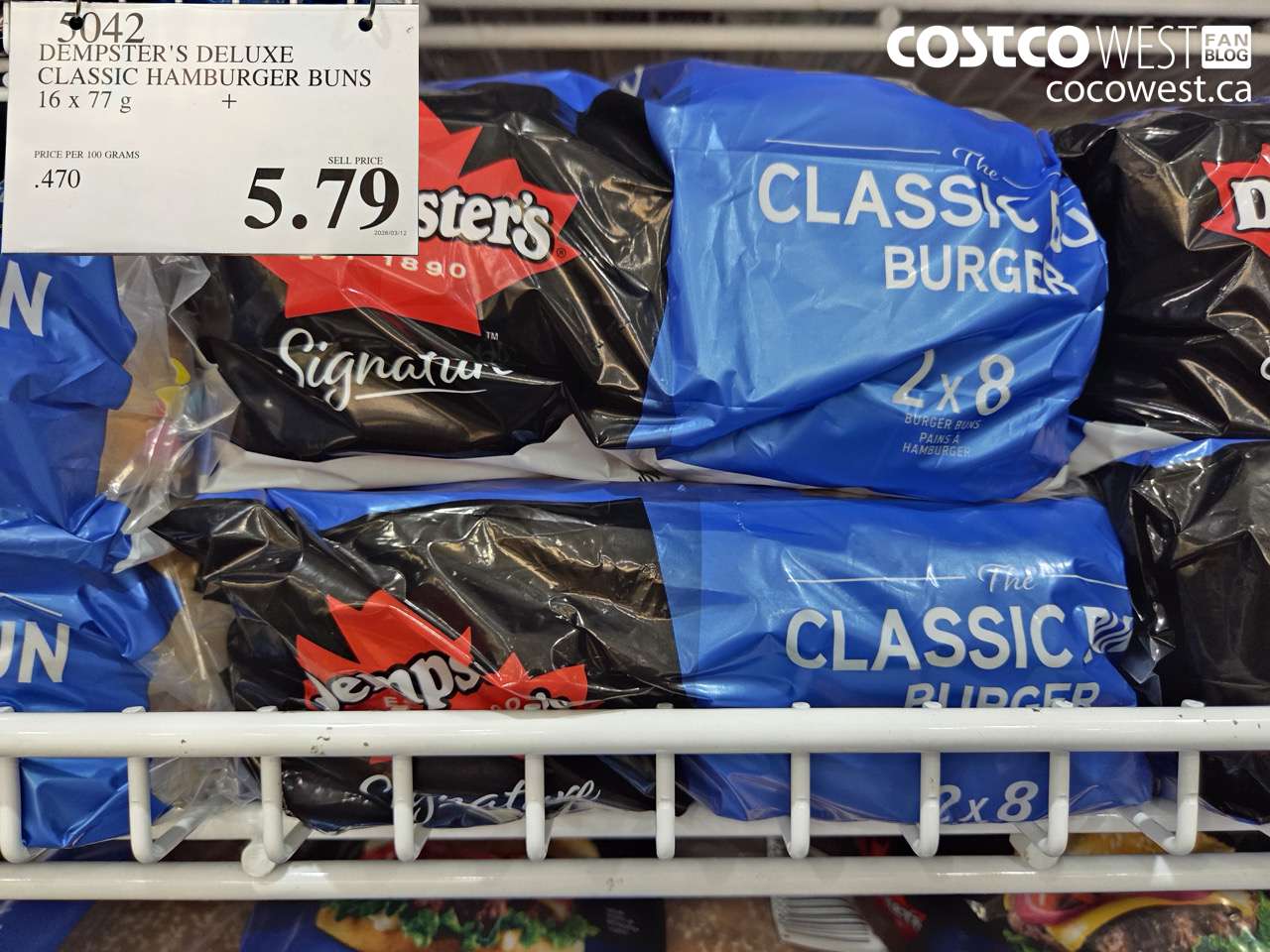 5042 DEMPSTER'S DELUXE CLASSIC HAMBURGER BUNS 16 X 77 G $5.79