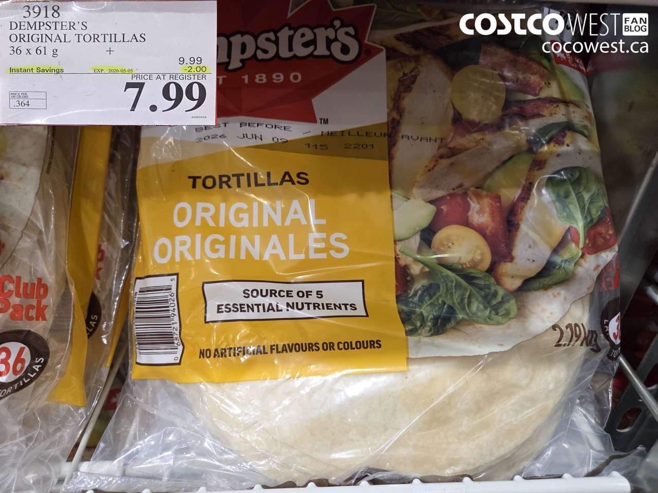 3918 DEMPSTER'S ORIGINAL TORTILLAS 36 X 61 G ($2.00 INSTANT SAVINGS EXPIRES ON 2026-05-05) $7.99
