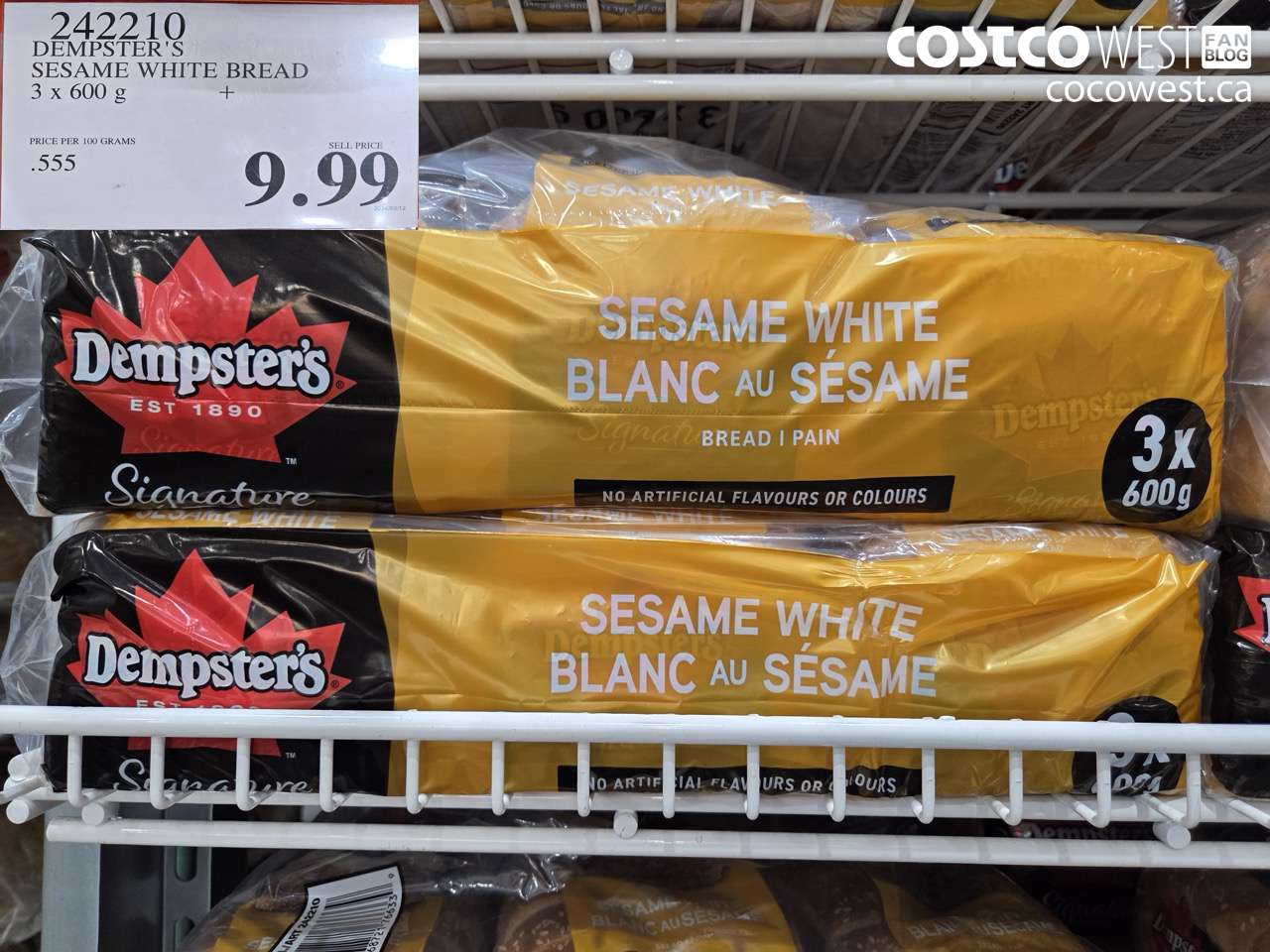 242210 DEMPSTER'S SESAME WHITE BREAD 3 X 600 G $9.99