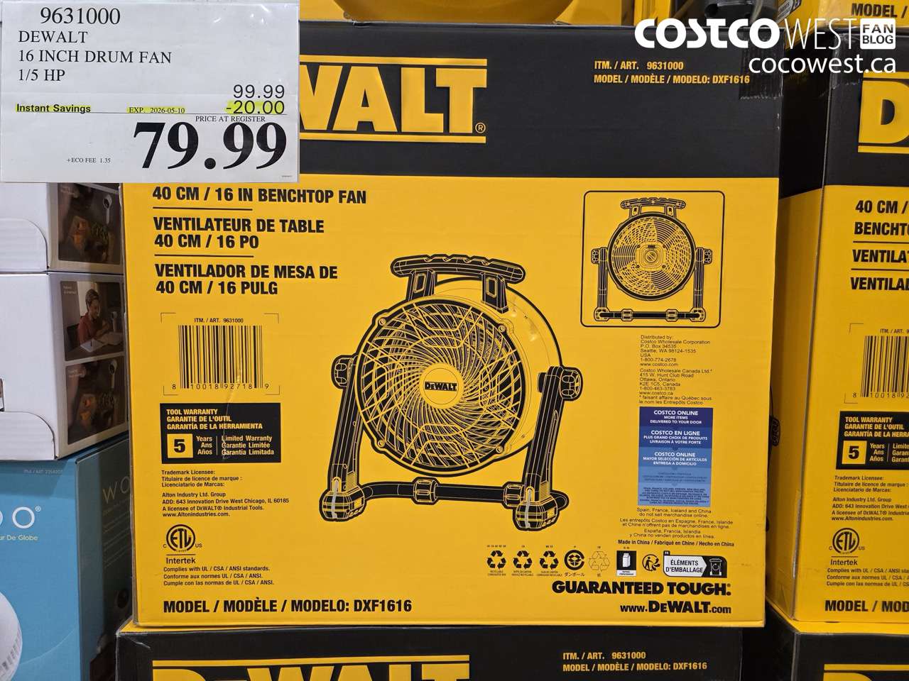 9631000 DEWALT 16 INCH DRUM FAN 1/5 HP ($20.00 INSTANT SAVINGS EXPIRES ON 2026-05-10) $79.99