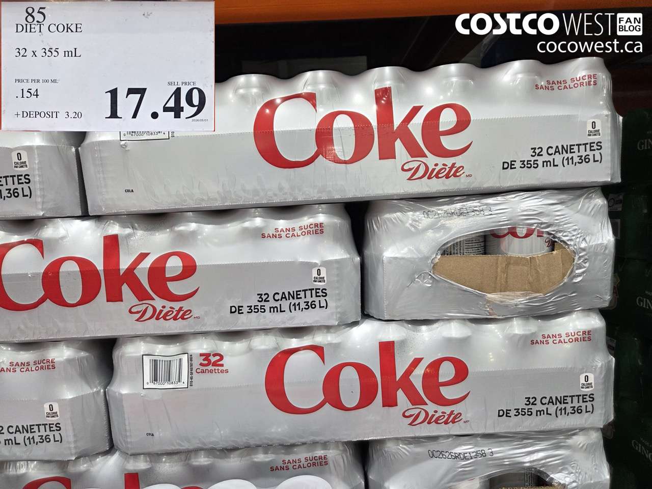 85 DIET COKE 32 X 355 ML $17.49