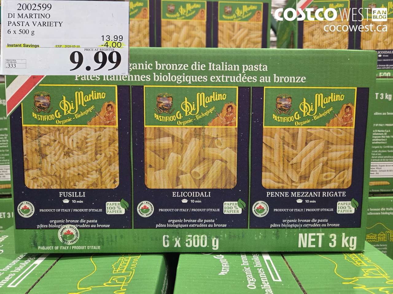 2002599 DI MARTINO PASTA VARIETY 6 X 500 G ($4.00 INSTANT SAVINGS EXPIRES ON 2026-05-10) $9.99
