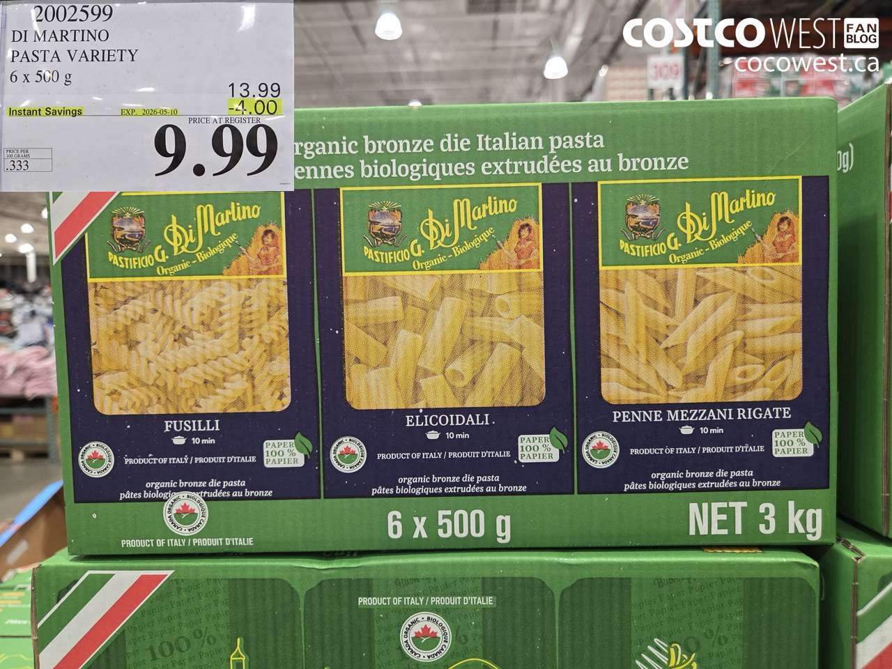 2002599 DI MARTINO PASTA VARIETY 6 X 500 G ($4.00 INSTANT SAVINGS EXPIRES ON 2026-05-10) $9.99