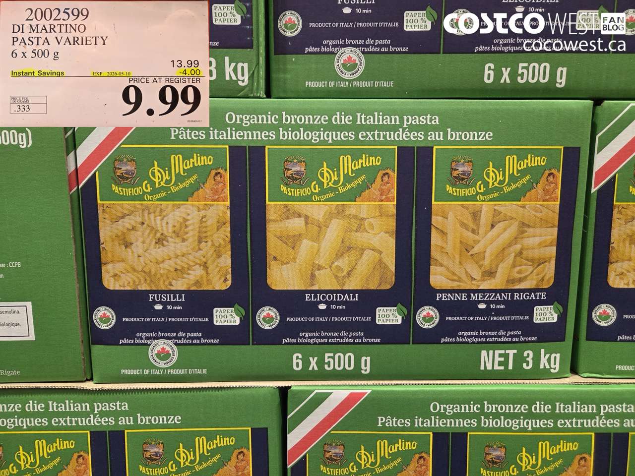 2002599 DI MARTINO PASTA VARIETY 6 X 500 G ($4.00 INSTANT SAVINGS EXPIRES ON 2026-05-10) $9.99