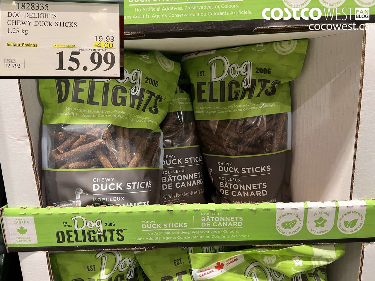 1828335 DOG DELIGHTS CHEWY DUCK STICKS 1.25 KG ($4.00 INSTANT SAVINGS EXPIRES ON 2026-06-07) $15.99
