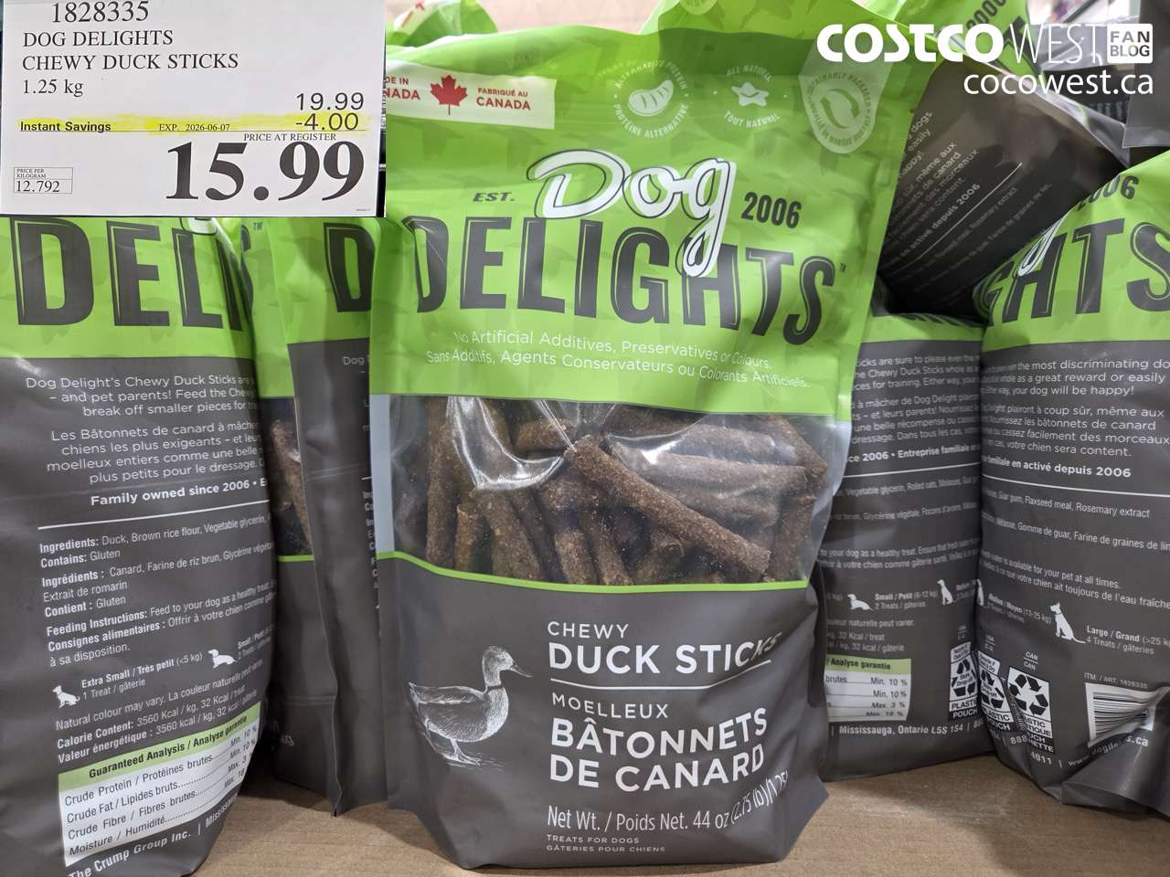 1828335 DOG DELIGHTS CHEWY DUCK STICKS 1.25 KG ($4.00 INSTANT SAVINGS EXPIRES ON 2026-06-07) $15.99