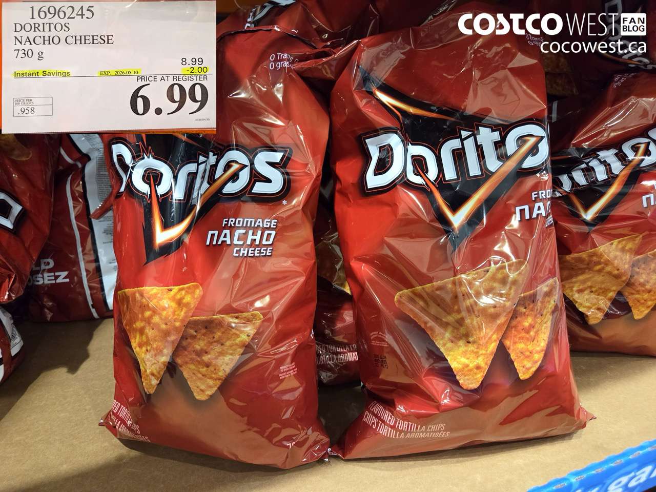 1696245 DORITOS NACHO CHEESE 730 G ($2.00 INSTANT SAVINGS EXPIRES ON 2026-05-10) $6.99