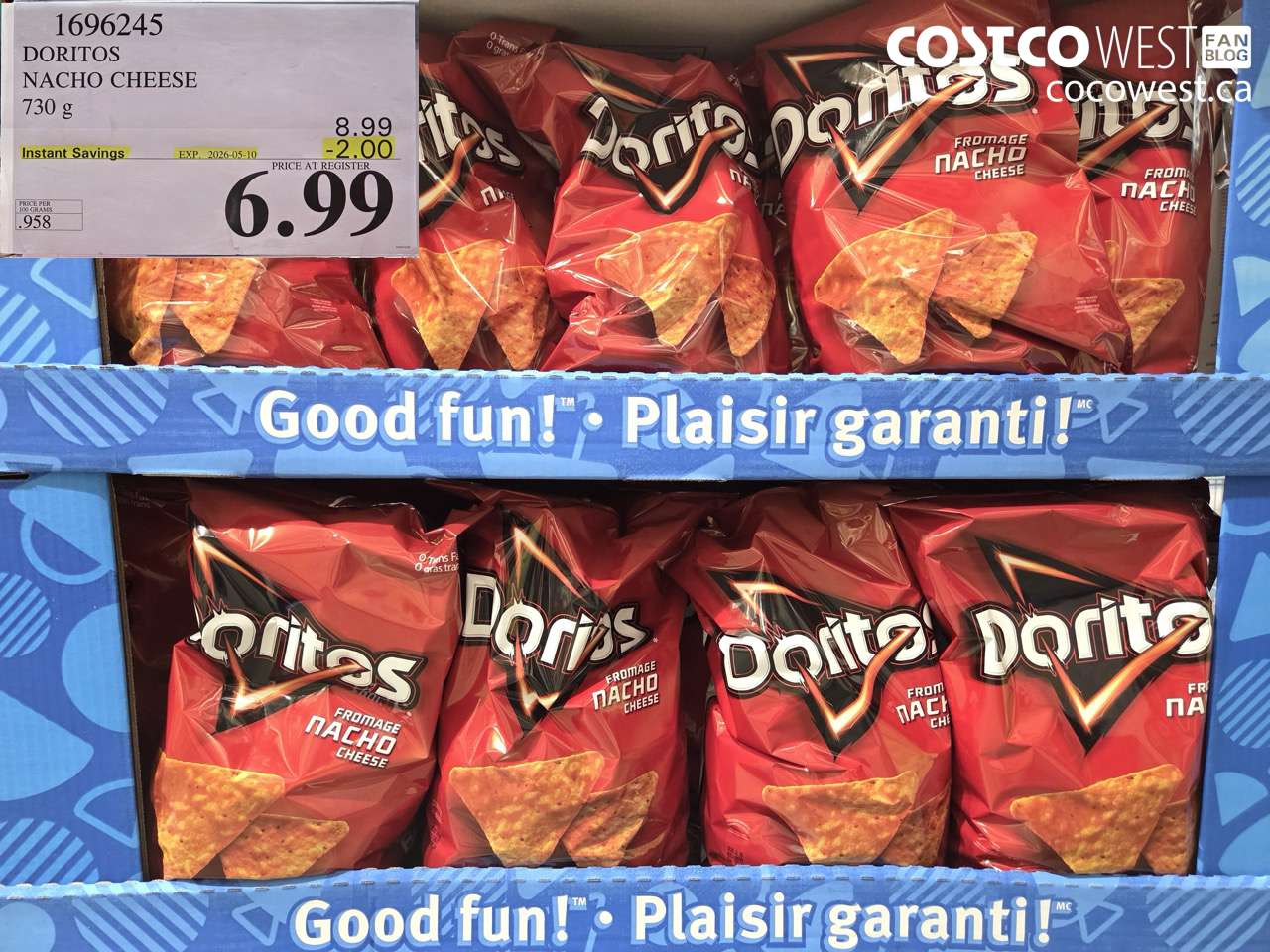 1696245 DORITOS NACHO CHEESE 730 G ($2.00 INSTANT SAVINGS EXPIRES ON 2026-05-10) $6.99