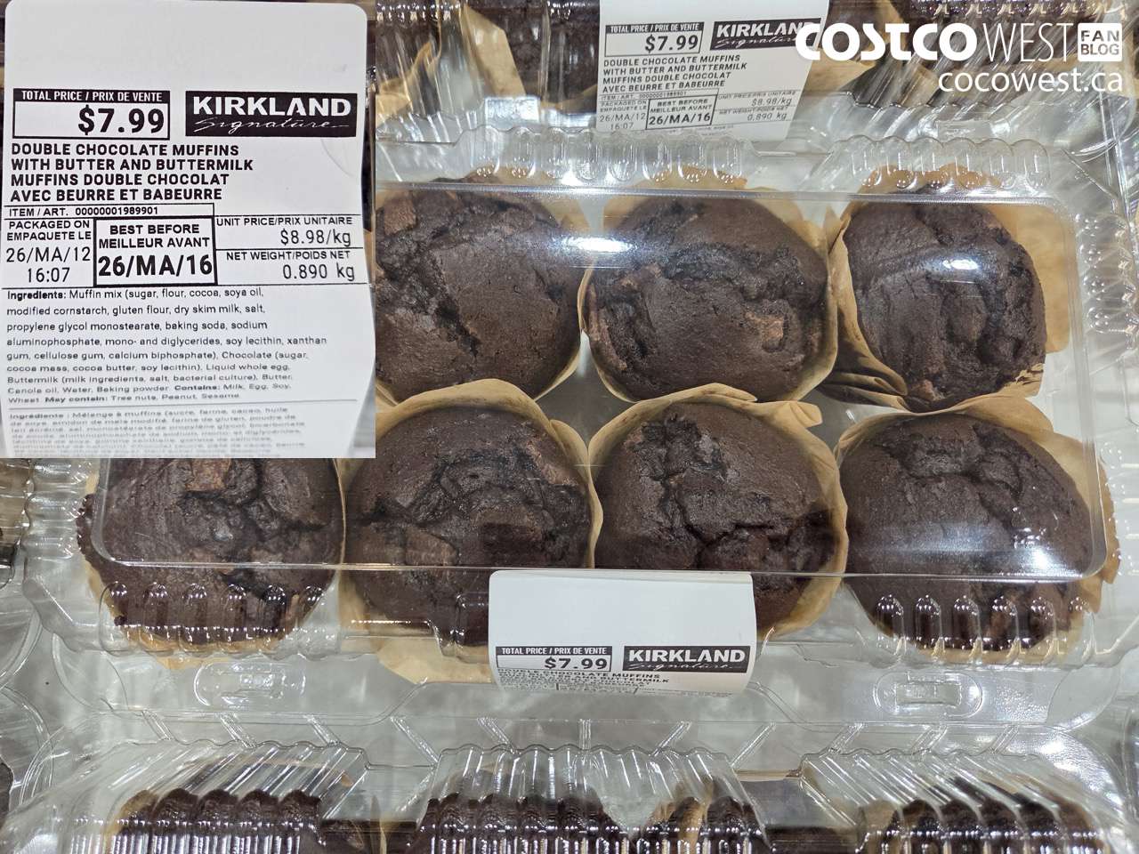 1989901 DOUBLE CHOCOLATE MUFFINS WITH BUTTER AND BUTTERMILK $7.99