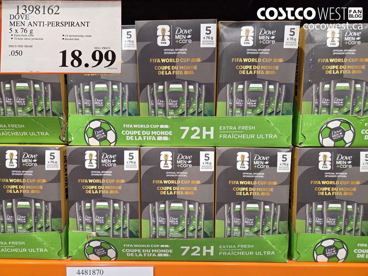 1398162 DOVE MEN ANTI-PERSPIRANT 5 X 76 G $18.99