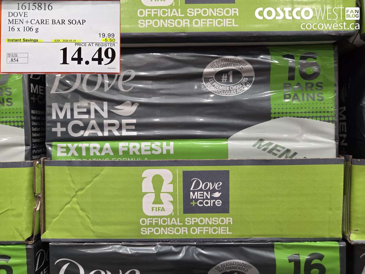 1615816 DOVE MEN + CARE BAR SOAP 16 X 106 G ($5.50 INSTANT SAVINGS EXPIRES ON 2026-05-19) $14.49