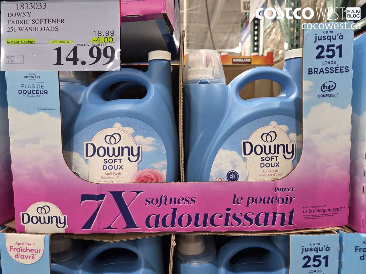 1833033 DOWNY FABRIC SOFTENER 251 WASHLOADS ($4.00 INSTANT SAVINGS EXPIRES ON 2026-06-07) $14.99