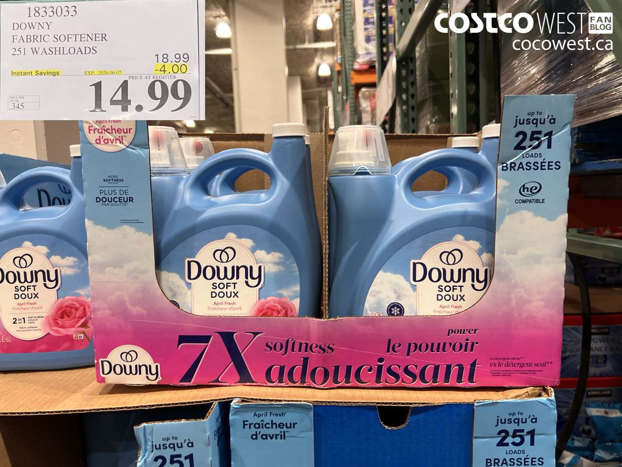 1833033 DOWNY FABRIC SOFTENER 251 WASHLOADS ($4.00 INSTANT SAVINGS EXPIRES ON 2026-06-07) $14.99