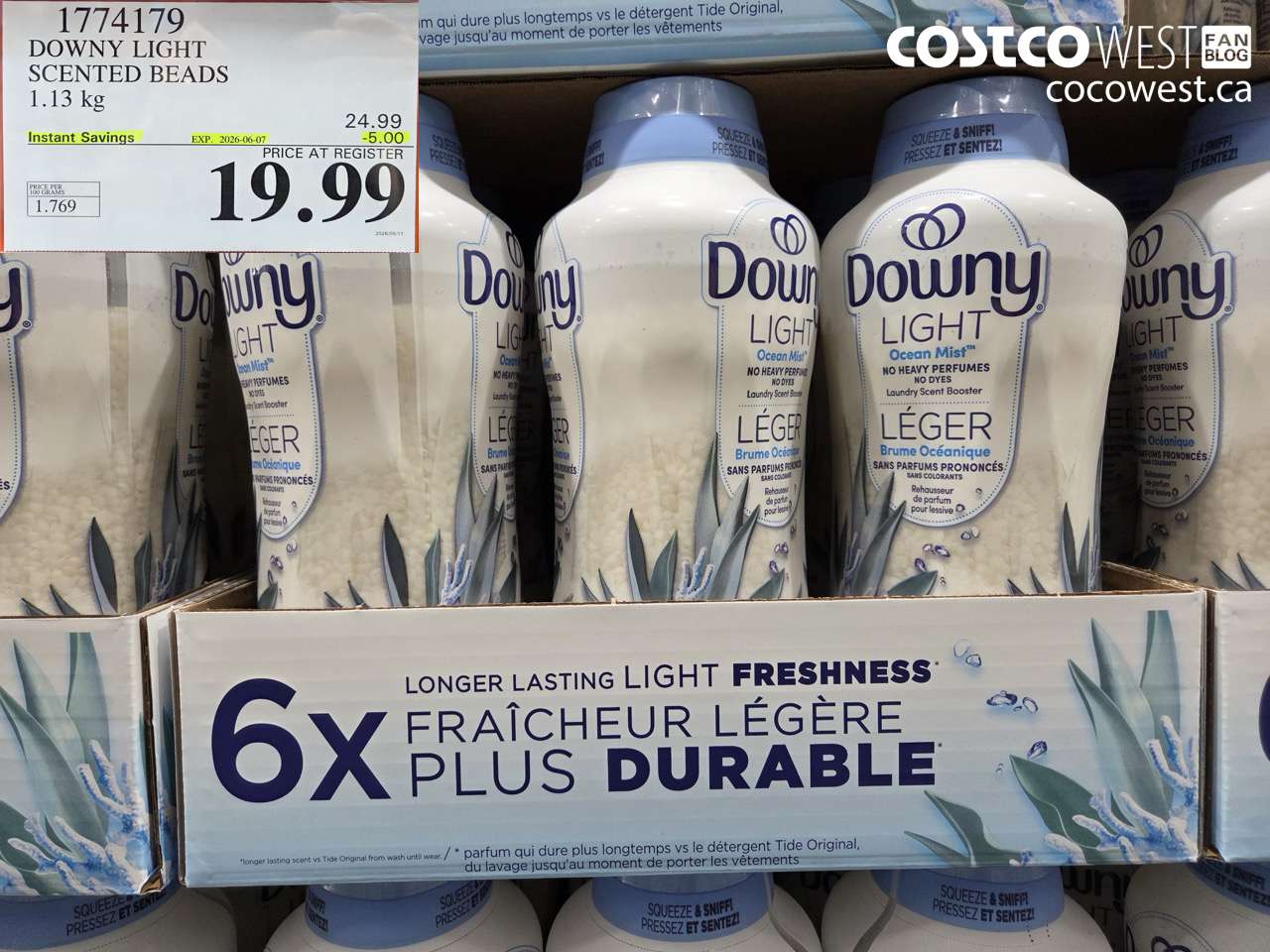 1774179 DOWNY LIGHT SCENTED BEADS 1.13 KG ($5.00 INSTANT SAVINGS EXPIRES ON 2026-06-07) $19.99