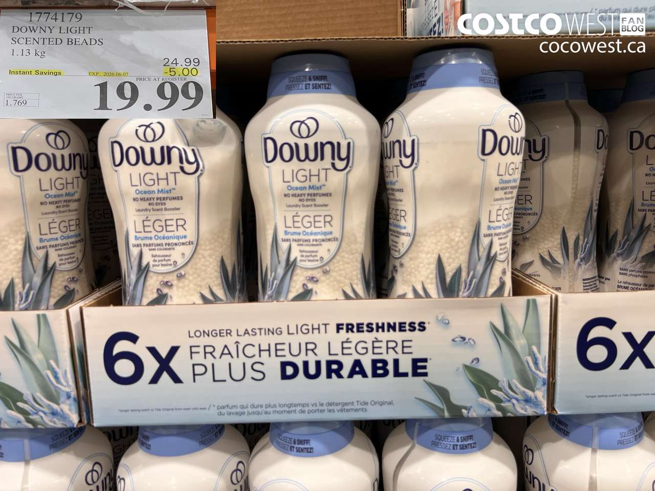 1774179 DOWNY LIGHT SCENTED BEADS 1.13 KG ($5.00 INSTANT SAVINGS EXPIRES ON 2026-06-07) $19.99