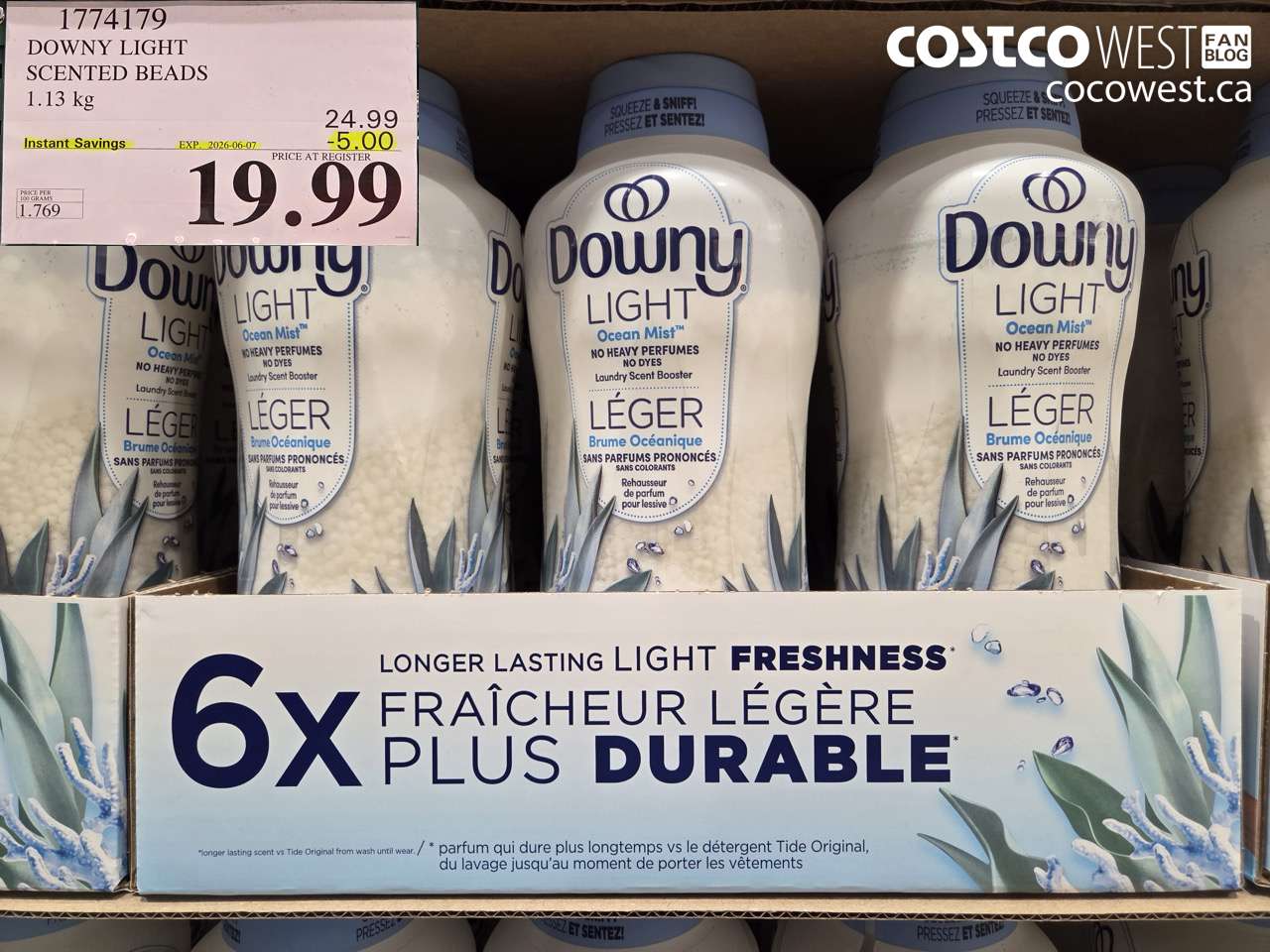 1774179 DOWNY LIGHT SCENTED BEADS 1.13 KG ($5.00 INSTANT SAVINGS EXPIRES ON 2026-06-07) $19.99