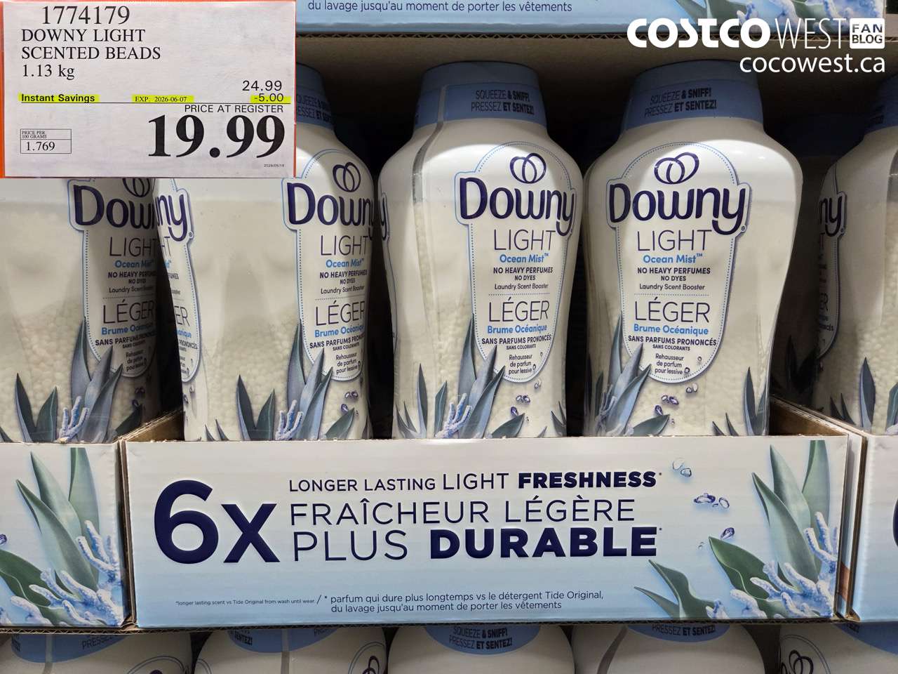 1774179 DOWNY LIGHT SCENTED BEADS 1.13 KG ($5.00 INSTANT SAVINGS EXPIRES ON 2026-06-07) $19.99