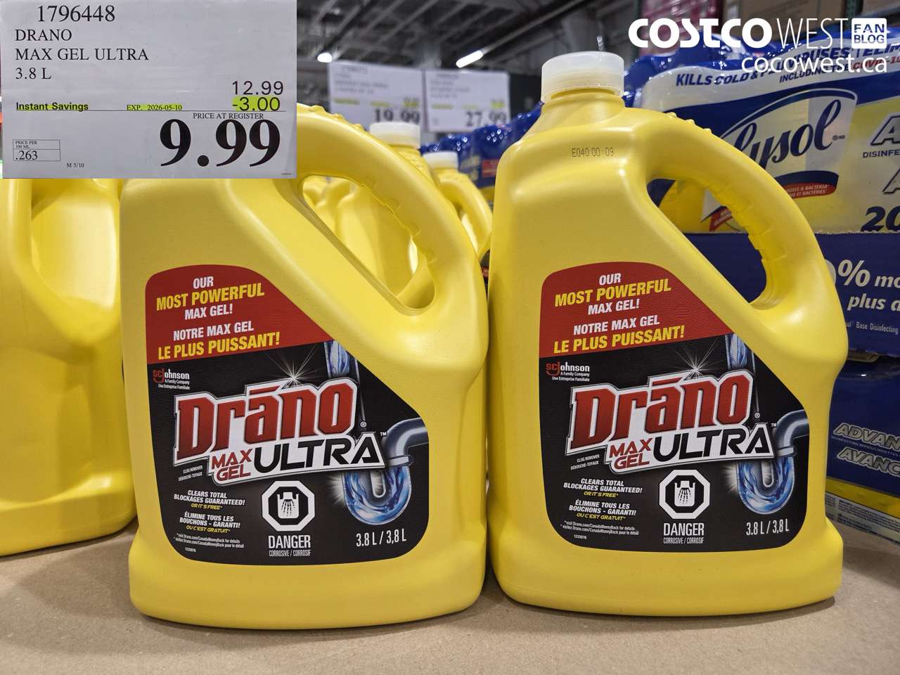 1796448 DRANO MAX GEL ULTRA 3.8 L ($3.00 INSTANT SAVINGS EXPIRES ON 2026-05-10) $9.99