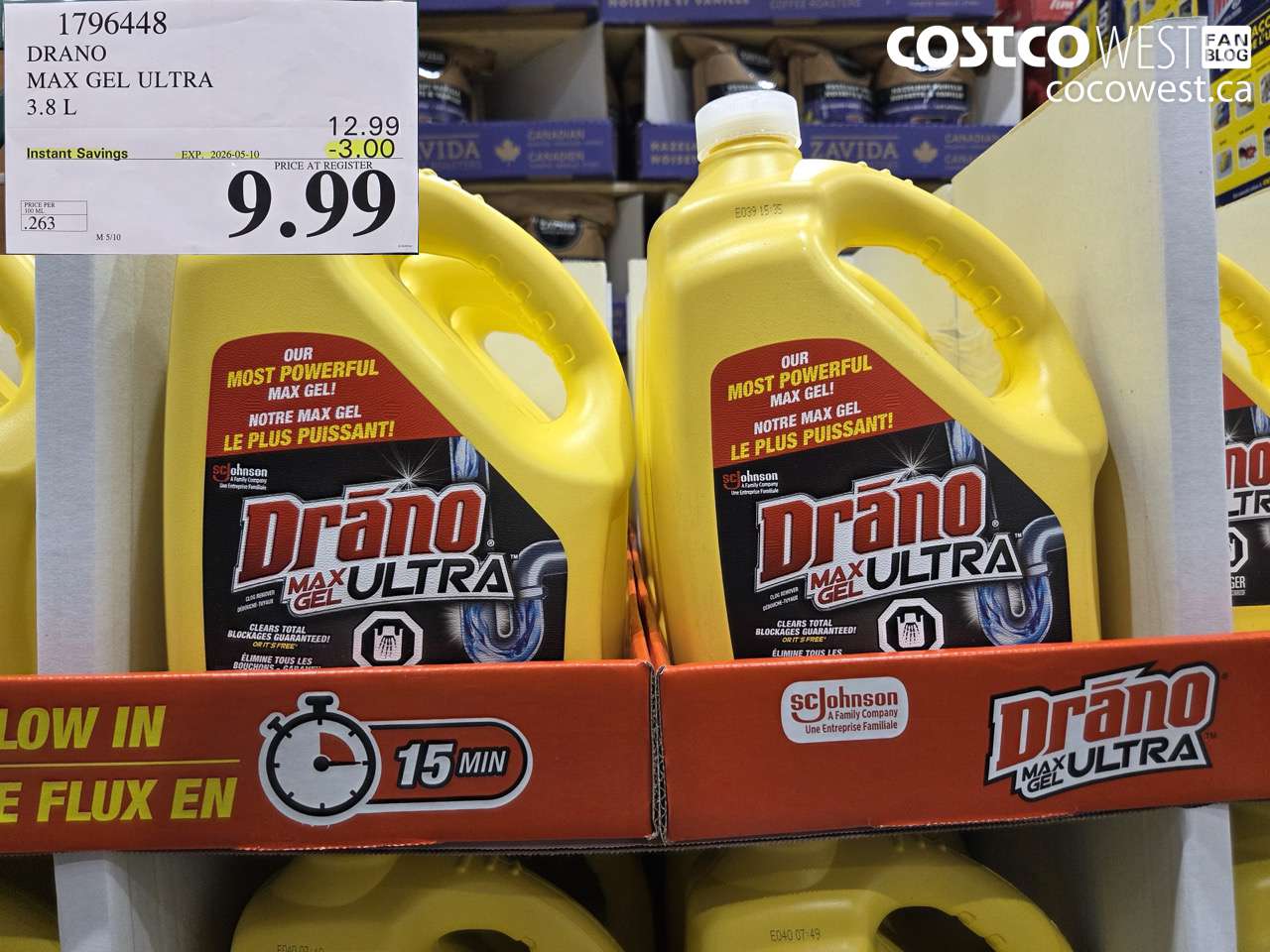 1796448 DRANO MAX GEL ULTRA 3.8 L ($3.00 INSTANT SAVINGS EXPIRES ON 2026-05-10) $9.99