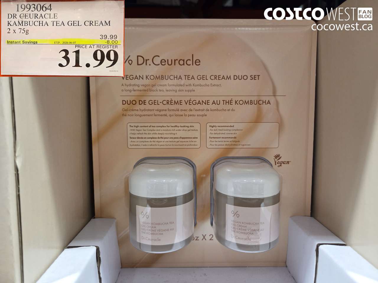 1993064 DR CEURACLE KAMBUCHA TEA GEL CREAM 2 X 75G ($8.00 INSTANT SAVINGS EXPIRES ON 2026-06-07) $31.99