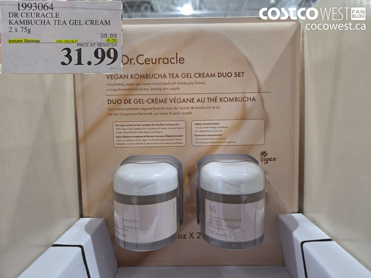 1993064 DR CEURACLE KAMBUCHA TEA GEL CREAM 2 X 75G ($8.00 INSTANT SAVINGS EXPIRES ON 2026-06-07) $31.99