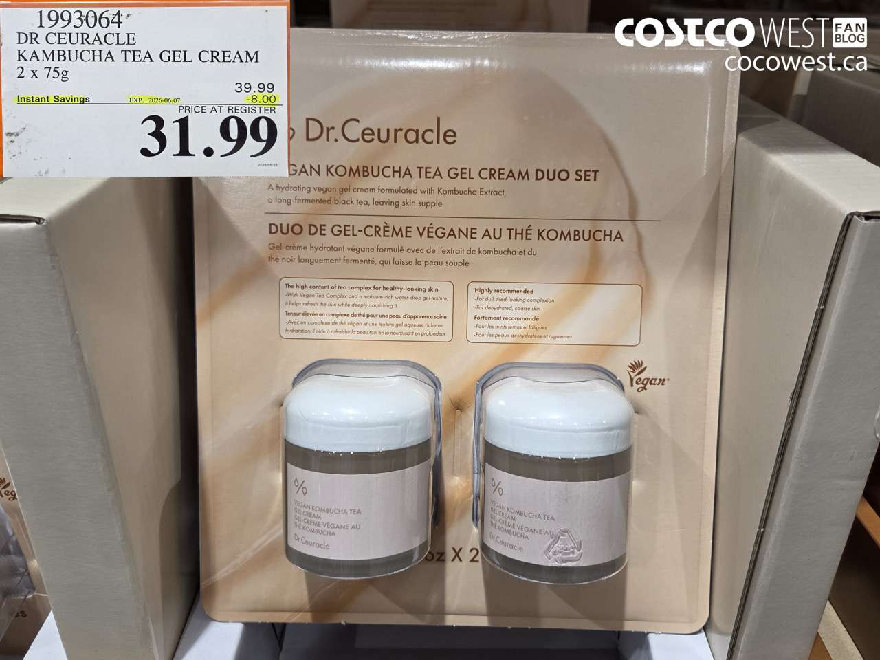 1993064 DR CEURACLE KAMBUCHA TEA GEL CREAM 2 X 75G ($8.00 INSTANT SAVINGS EXPIRES ON 2026-06-07) $31.99