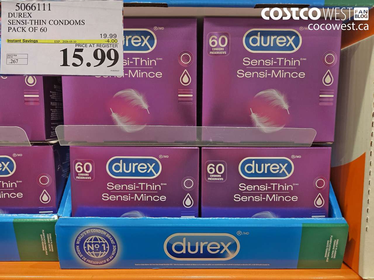 5066111 DUREX SENSI-THIN CONDOMS PACK OF 60 ($4.00 INSTANT SAVINGS EXPIRES ON 2026-05-10) $15.99