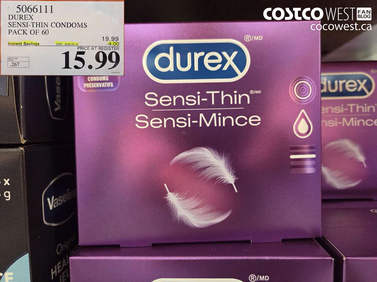 5066111 DUREX SENSI-THIN CONDOMS PACK OF 60 ($4.00 INSTANT SAVINGS EXPIRES ON 2026-05-10) $15.99