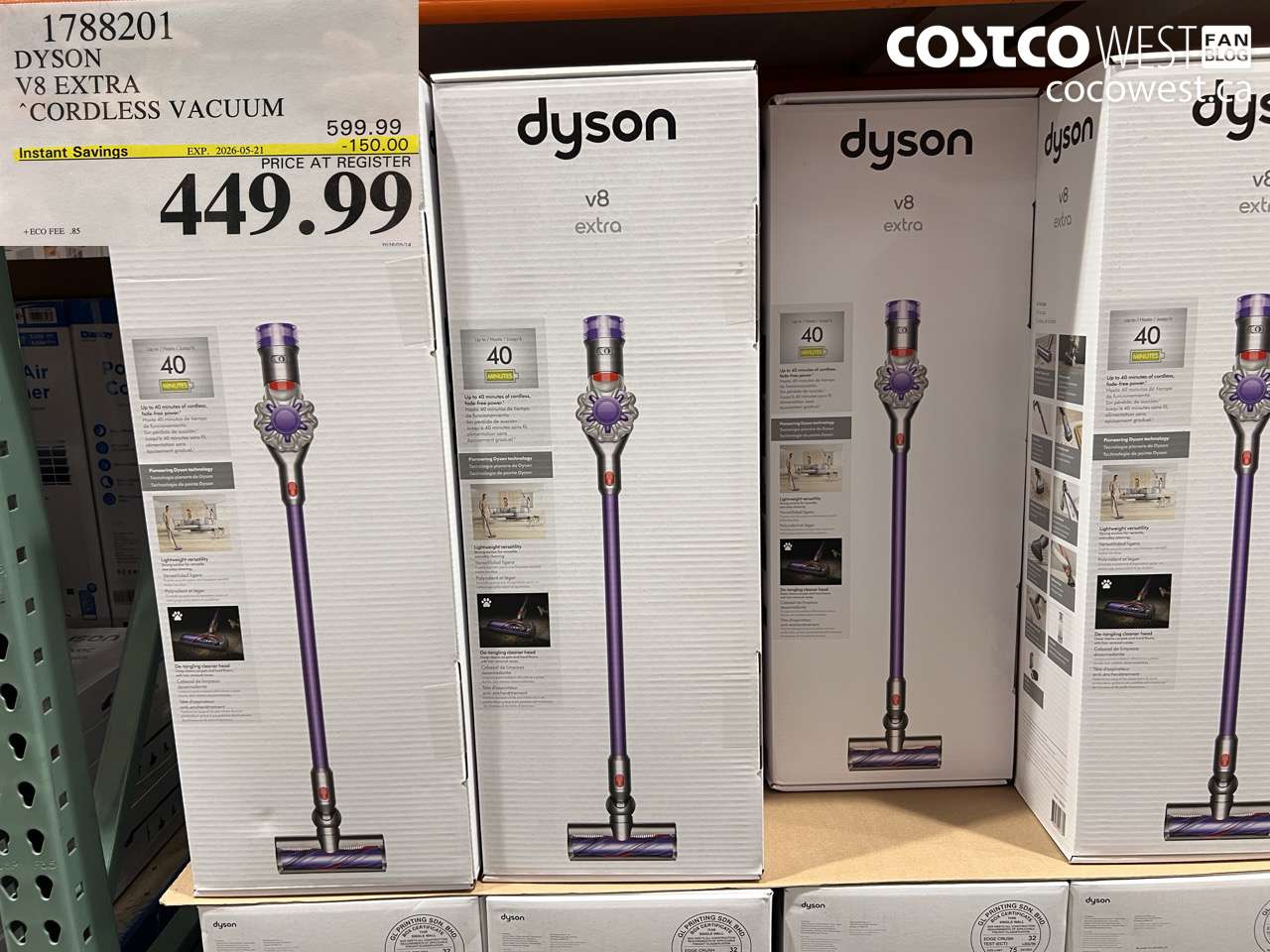 1788201 DYSON V8 EXTRA CORDLESS VACUUM ($150.00 INSTANT SAVINGS EXPIRES ON 2026-05-21) $449.99