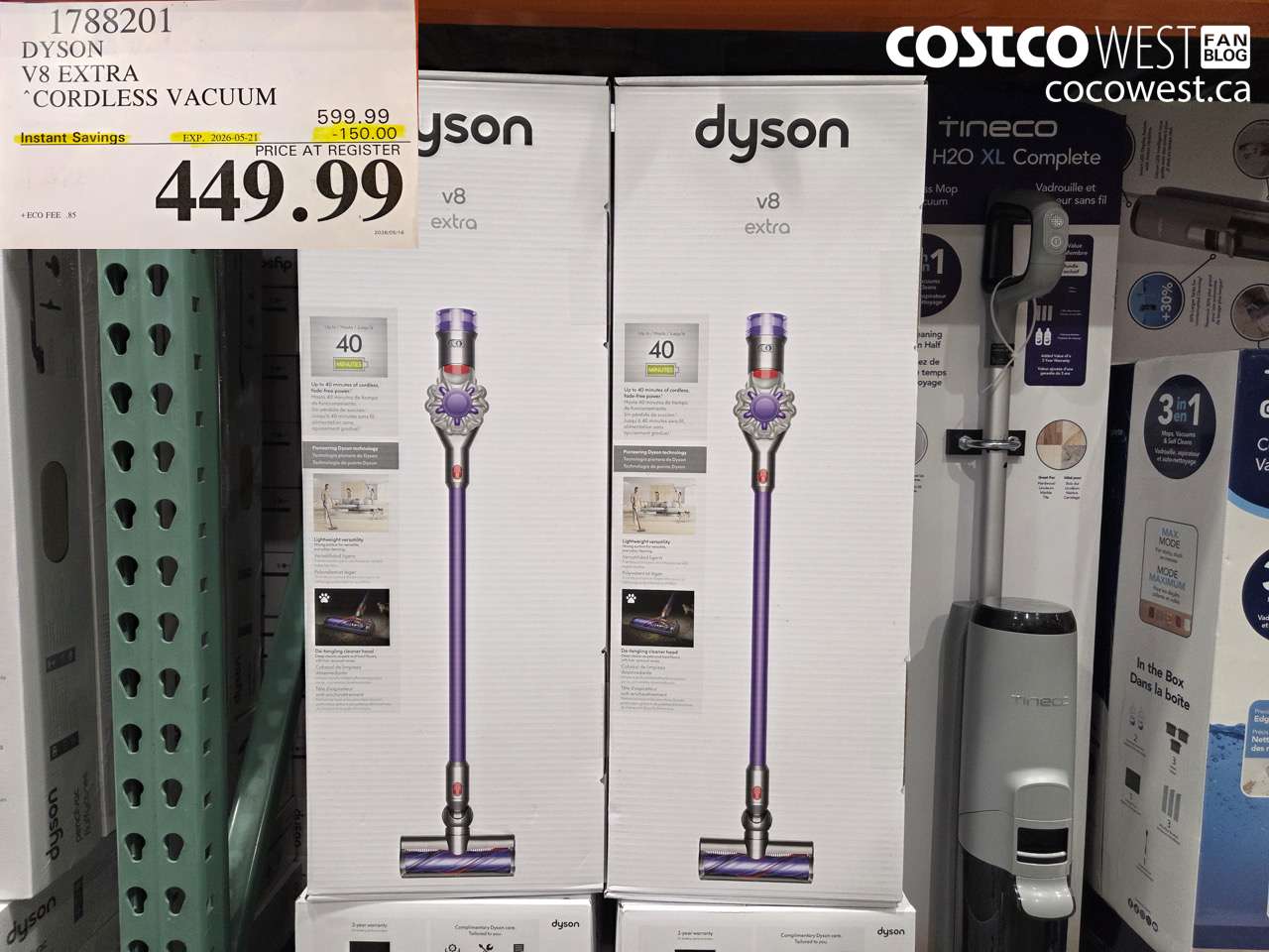 1788201 DYSON V8 EXTRA CORDLESS VACUUM ($150.00 INSTANT SAVINGS EXPIRES ON 2026-05-21) $449.99