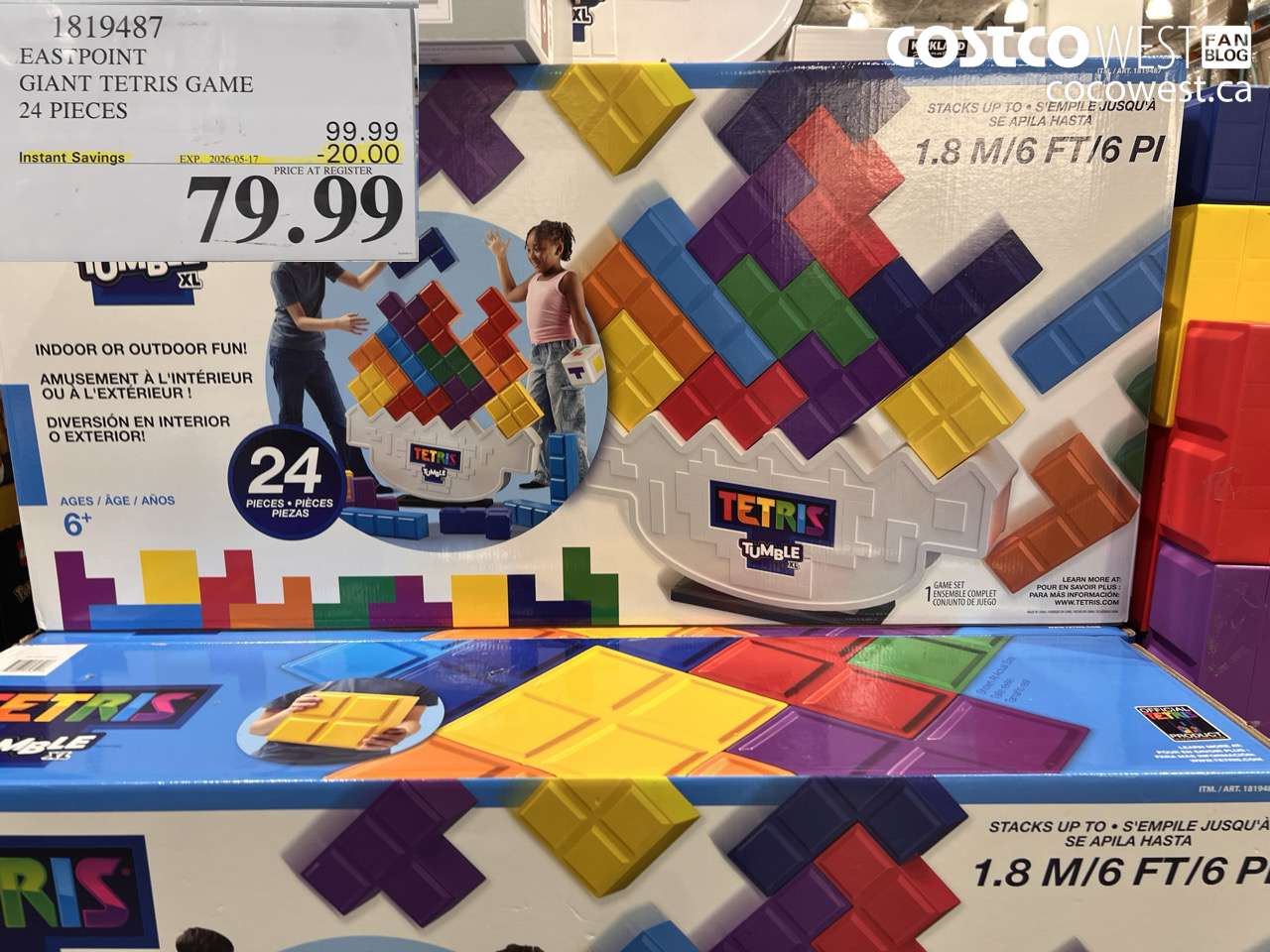 1819487 EASTPOINT GIANT TETRIS GAME 24 PIECES ($20.00 INSTANT SAVINGS EXPIRES ON 2026-05-17) $79.99