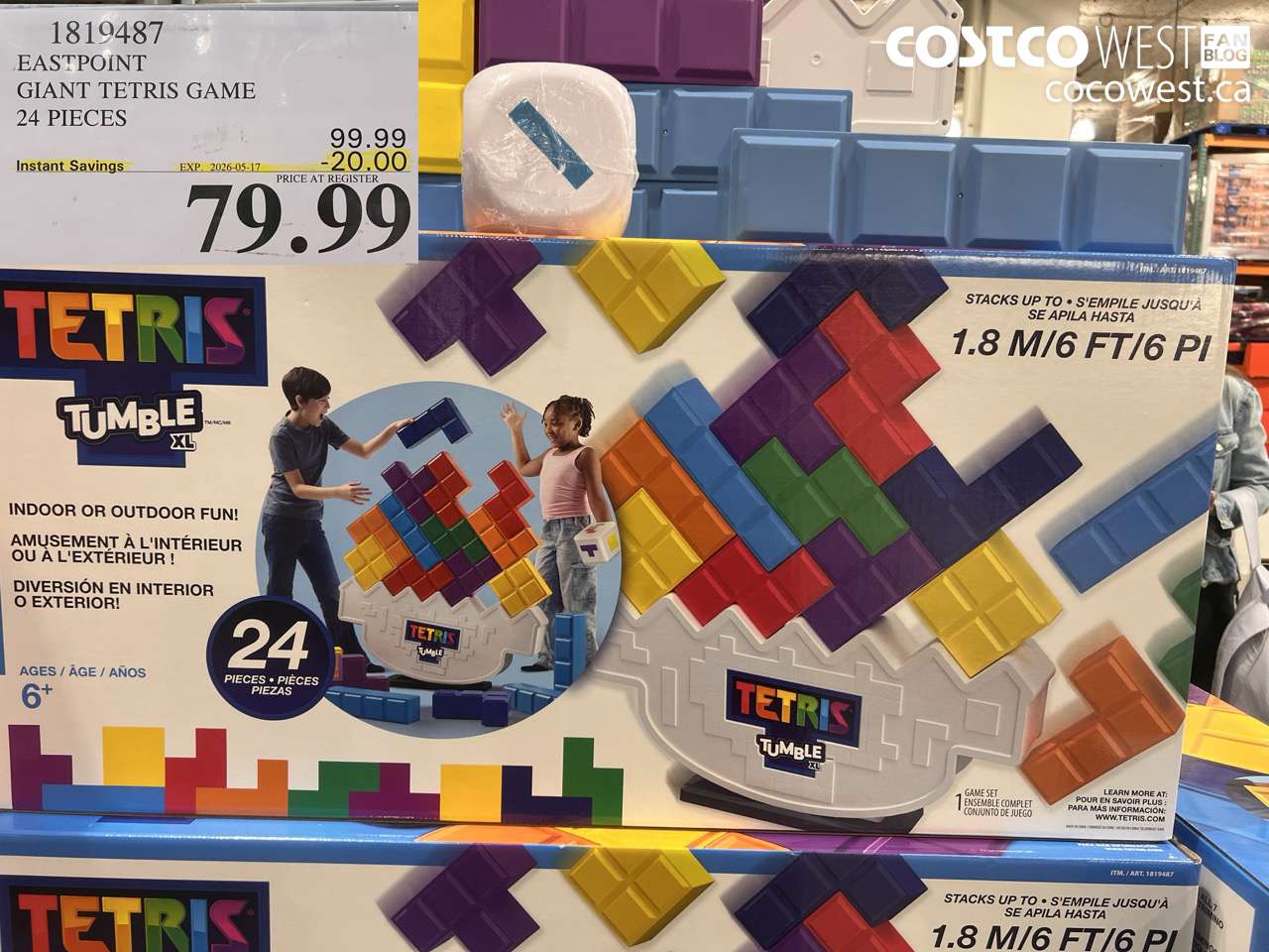 1819487 EASTPOINT GIANT TETRIS GAME 24 PIECES ($20.00 INSTANT SAVINGS EXPIRES ON 2026-05-17) $79.99