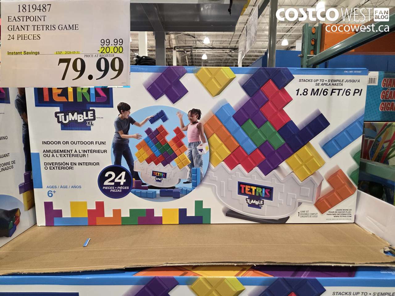 1819487 EASTPOINT GIANT TETRIS GAME 24 PIECES ($20.00 INSTANT SAVINGS EXPIRES ON 2026-05-31) $79.99