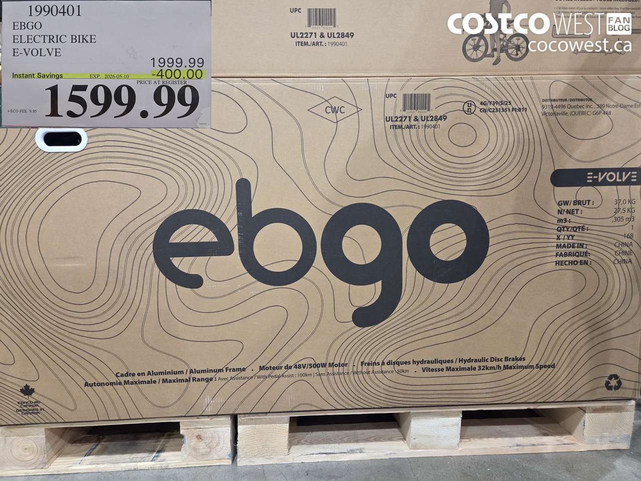 1990401 EBGO ELECTRIC BIKE E-VOLVE ($400.00 INSTANT SAVINGS EXPIRES ON 2026-05-10) $1599.99