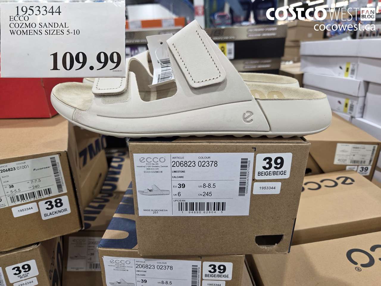 1953344 ECCO COZMO SANDAL WOMENS SIZES 5-10 $109.99