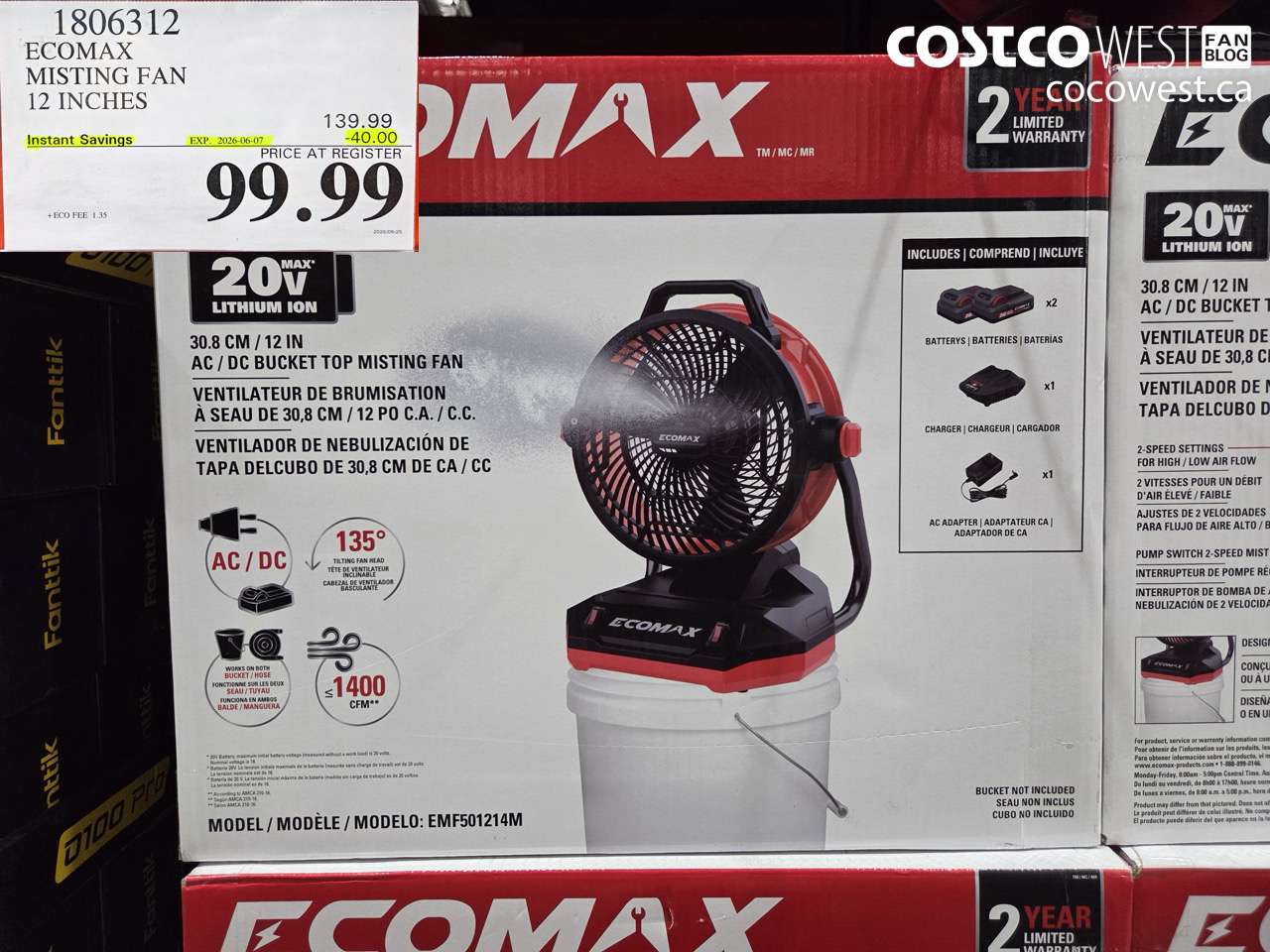1806312 ECOMAX MISTING FAN 12 INCHES ($40.00 INSTANT SAVINGS EXPIRES ON 2026-06-07) $99.99