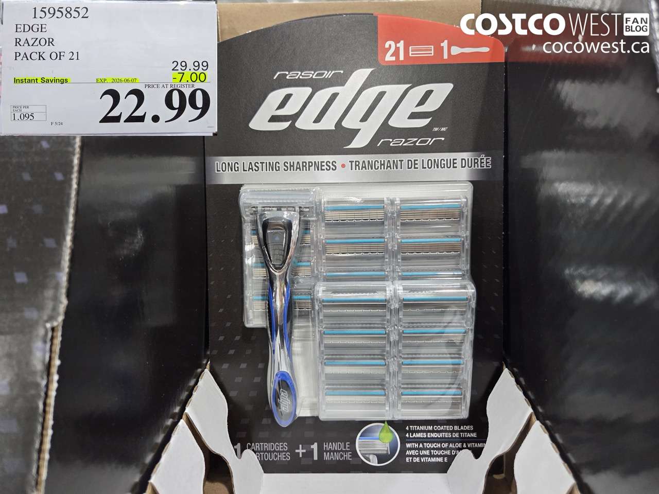 1595852 EDGE RAZOR PACK OF 21 ($7.00 INSTANT SAVINGS EXPIRES ON 2026-06-07) $22.99