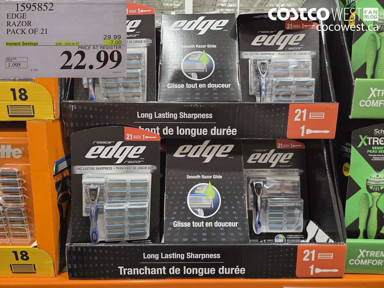 1595852 EDGE RAZOR PACK OF 21 ($7.00 INSTANT SAVINGS EXPIRES ON 2026-06-07) $22.99