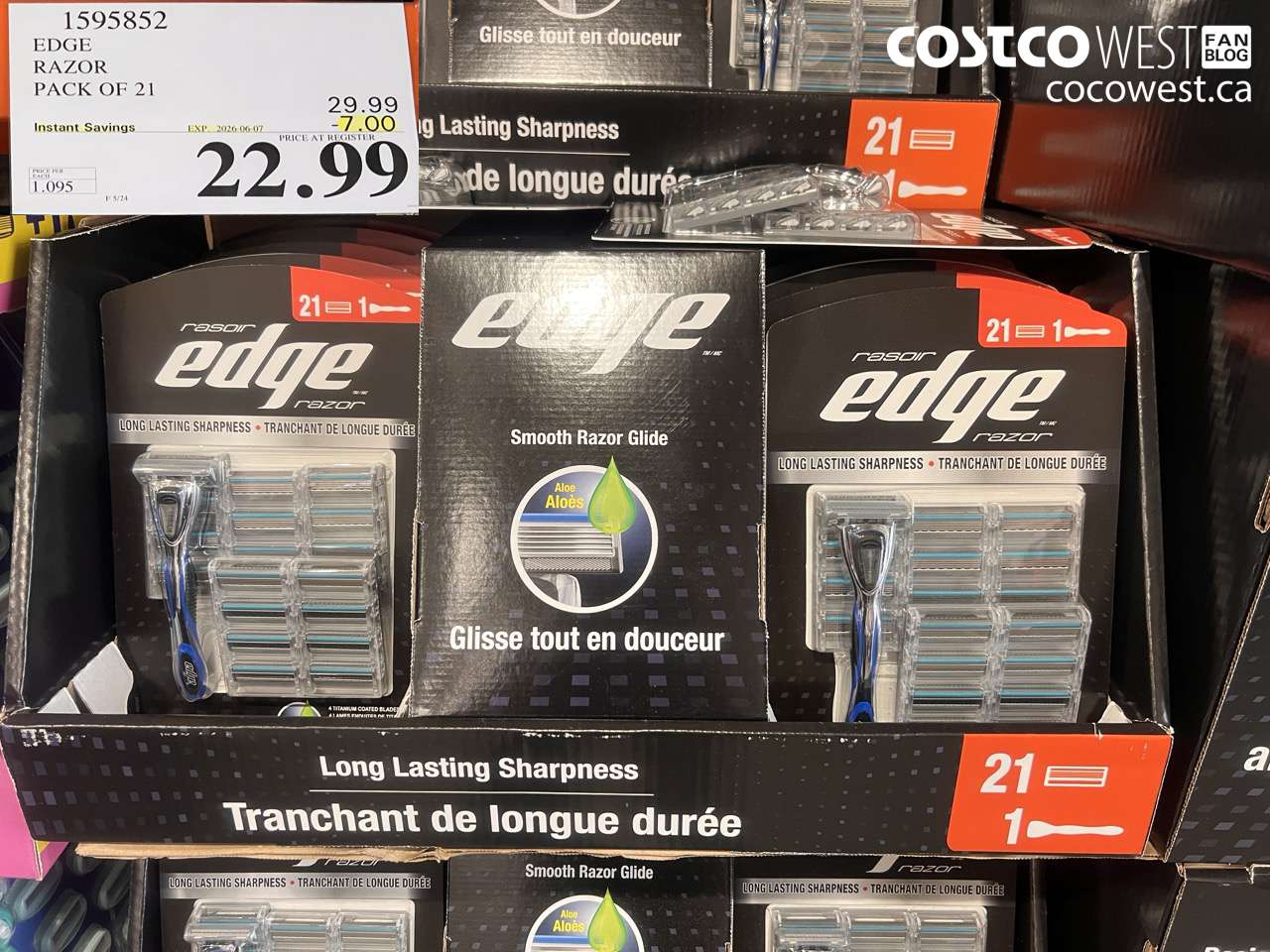 1595852 EDGE RAZOR PACK OF 21 ($7.00 INSTANT SAVINGS EXPIRES ON 2026-06-07) $22.99