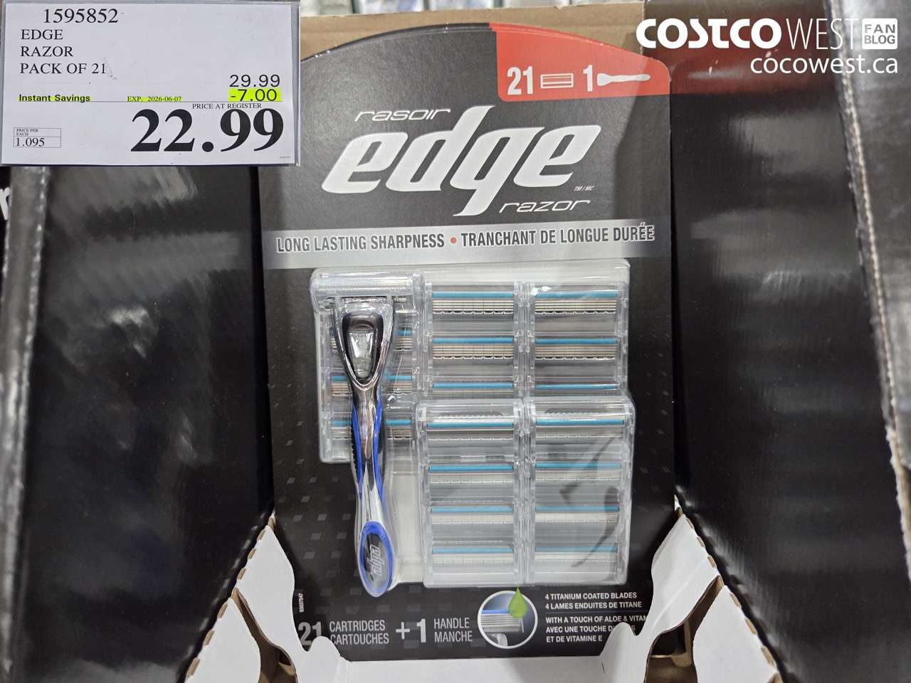 1595852 EDGE RAZOR PACK OF 21 ($7.00 INSTANT SAVINGS EXPIRES ON 2026-06-07) $22.99