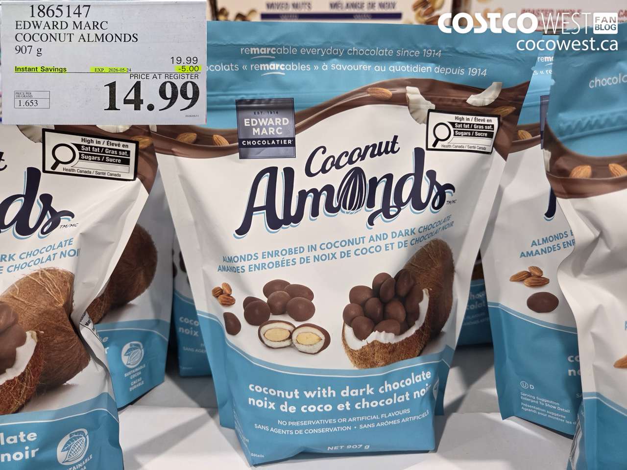 1865147 EDWARD MARC COCONUT ALMONDS 907 G ($5.00 INSTANT SAVINGS EXPIRES ON 2026-05-24) $14.99