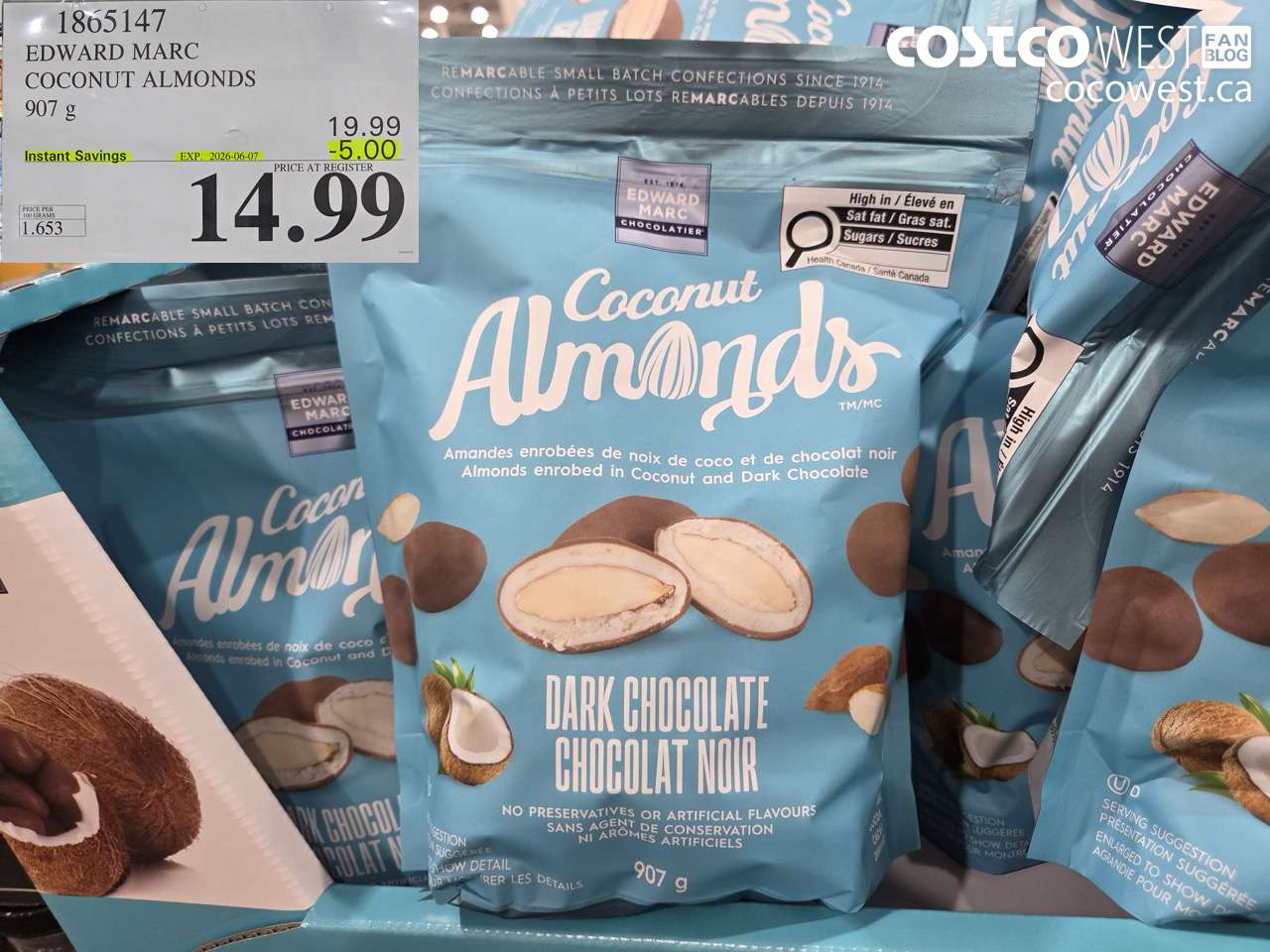 1865147 EDWARD MARC COCONUT ALMONDS 907 G ($5.00 INSTANT SAVINGS EXPIRES ON 2026-06-07) $14.99