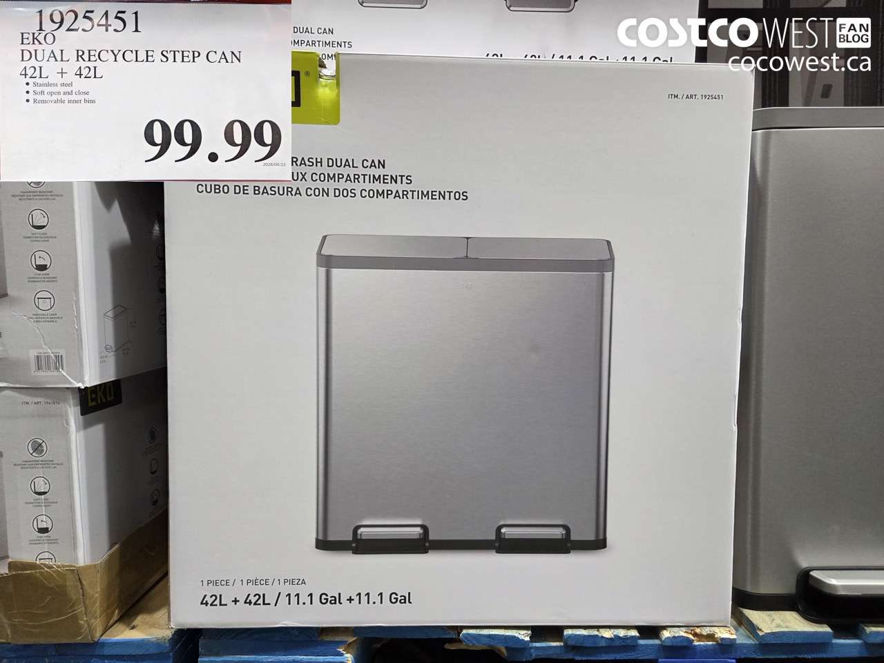 1925451 EKO DUAL RECYCLE STEP CAN 42L + 42L $99.99